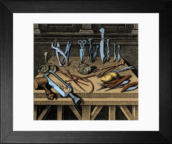 Framed Print : Surgical Equipment, 16th Century Framed Print : Surgical Equipment, 16th Century