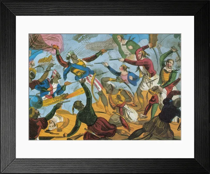 Framed Print : British Sailors Battle Barbary Pirates, 1800 Framed Print : British Sailors Battle Barbary Pirates, 1800