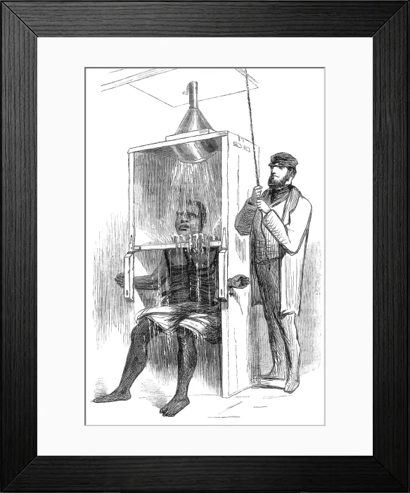 Framed Print : Prison Torture, Shower-Bath, 1858 Framed Print : Prison Torture, Shower-Bath, 1858