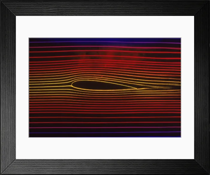 Framed Print : Air Flow Demonstrating the Bernoulli Principle, Physics of Lift on an Airplane Wing Framed Print : Air Flow Demonstrating the Bernoulli Principle, Physics of Lift on an Airplane Wing