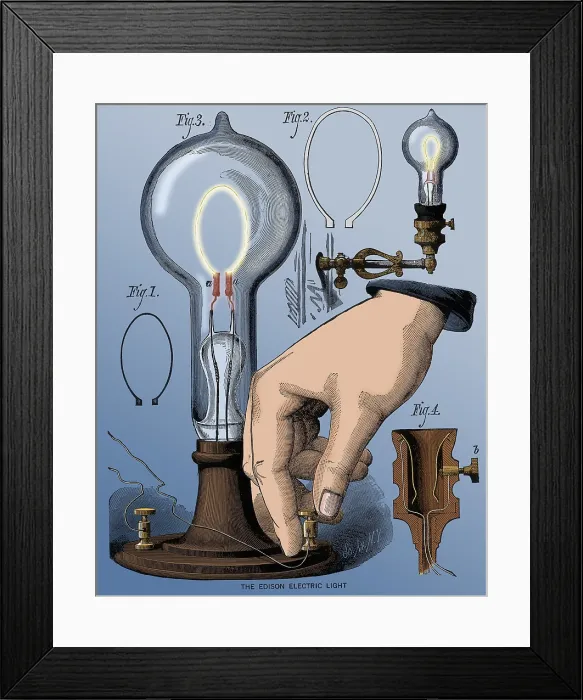 Framed Print : Edison Electric Light, Carbon Filament Lamp, 1880 Framed Print : Edison Electric Light, Carbon Filament Lamp, 1880