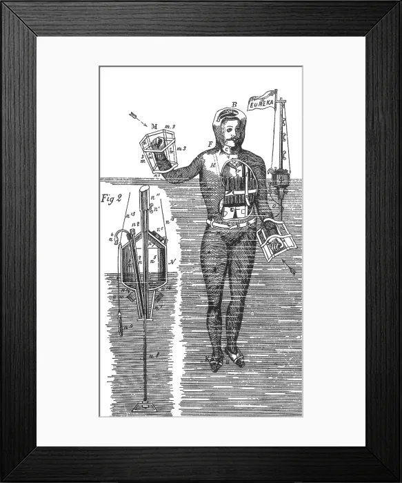 Framed Print : Captain Stoner's Life Saving Device, 1869