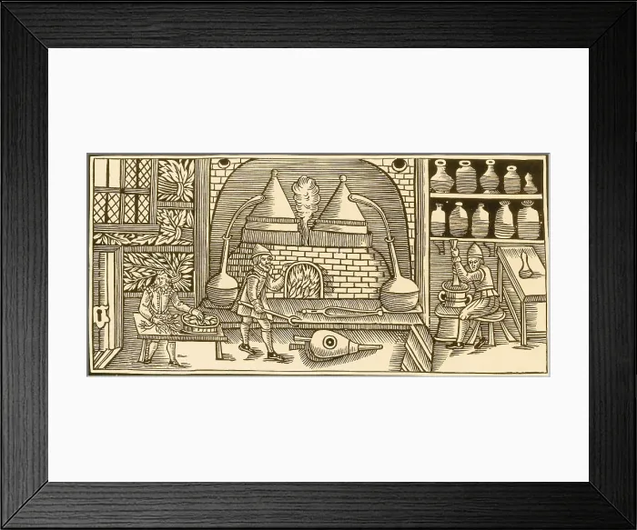 Framed Print : Distillation, Middle Ages