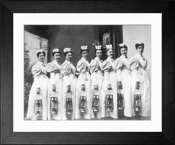 Framed Print : Nurses on Night Rounds, 1899 Framed Print : Nurses on Night Rounds, 1899
