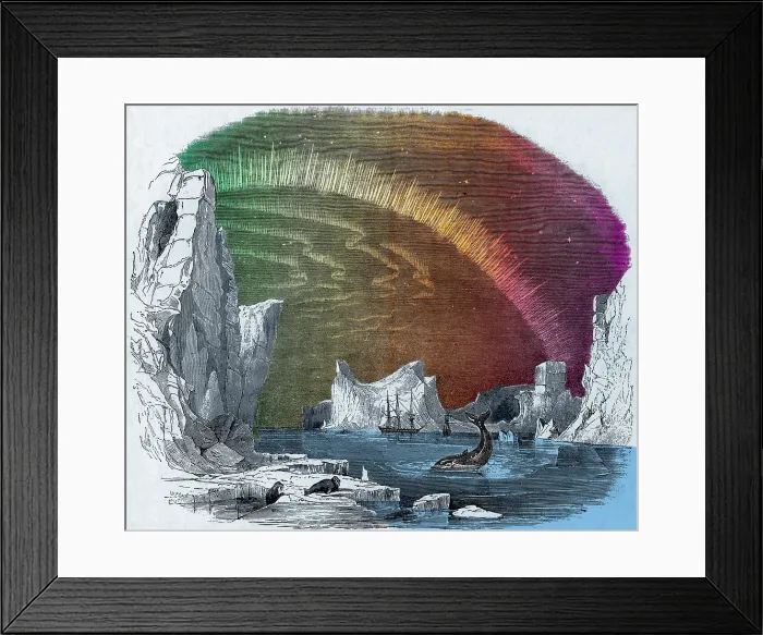 Framed Print : Icebergs and the Aurora Borealis