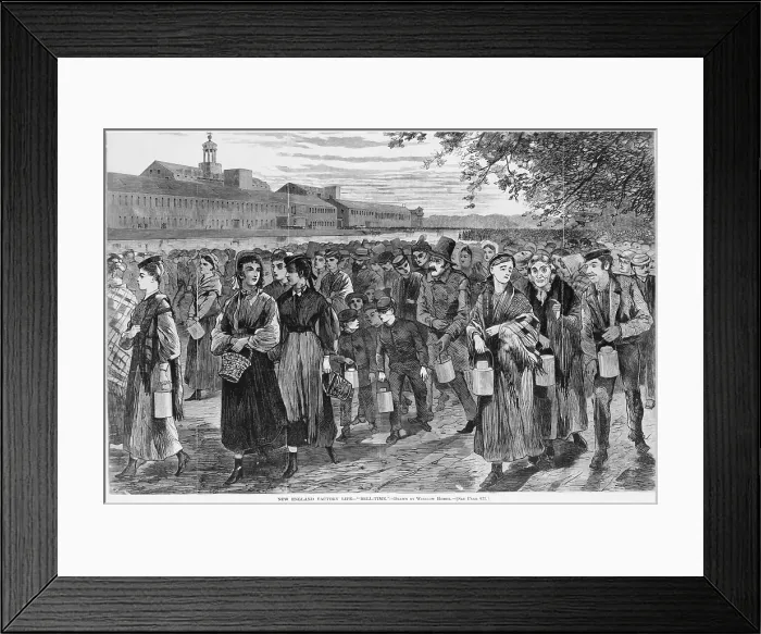 Framed Print : 'Bell Time' at New England Factory, 1868 Framed Print : 'Bell Time' at New England Factory, 1868