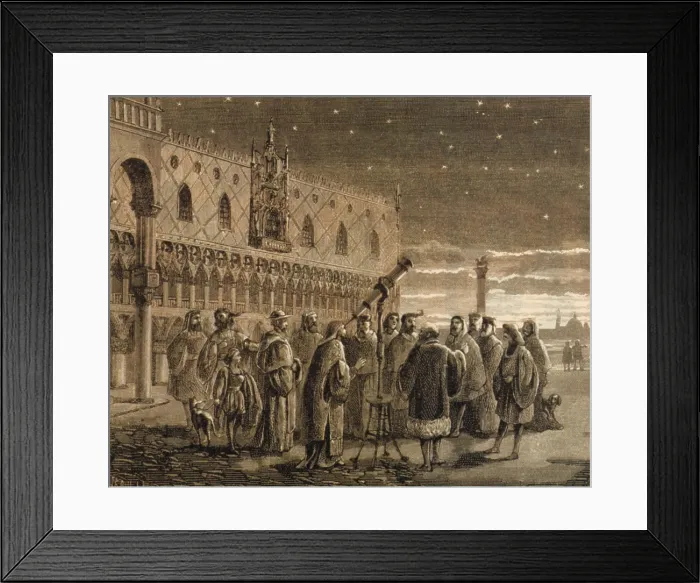 Framed Print : Galileo shows the satellites of Jupiter to Venetian senators