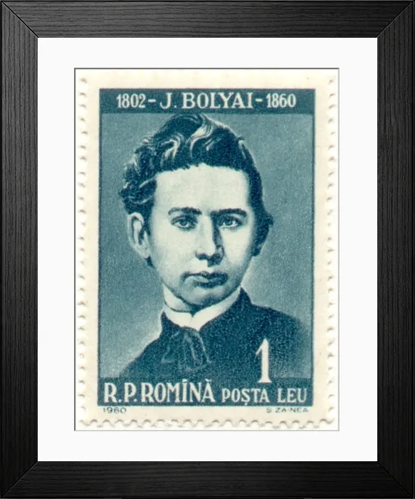 Framed Print : Janos Bolyai, Hungarian Postage Stamp