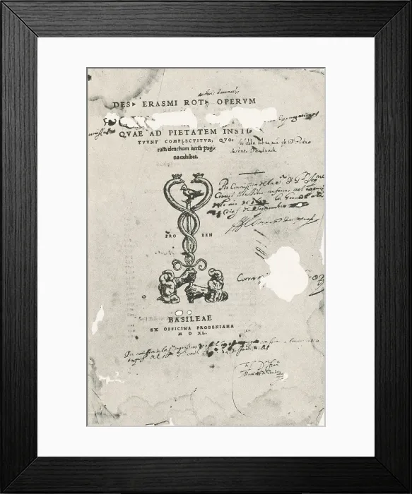 Framed Print : Erasmus's 'Complete Works', Title Page