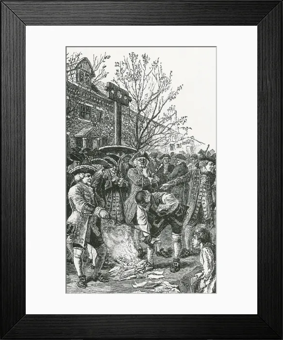 Framed Print : Burning Stamped Papers, 1765