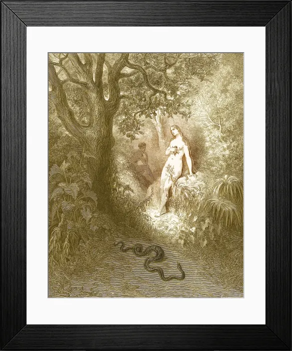 Framed Print : Adam and Eve and Snake by Dore