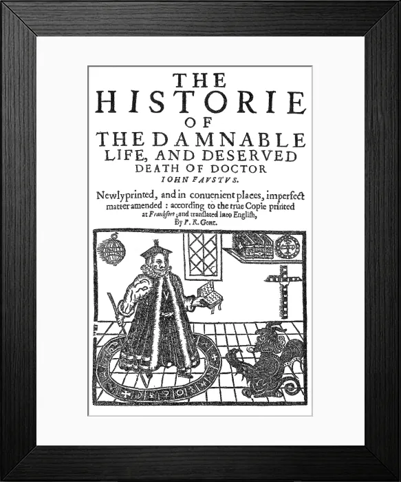 Framed Print : Christopher Marlowe 'Faustus', Title Page, 1636