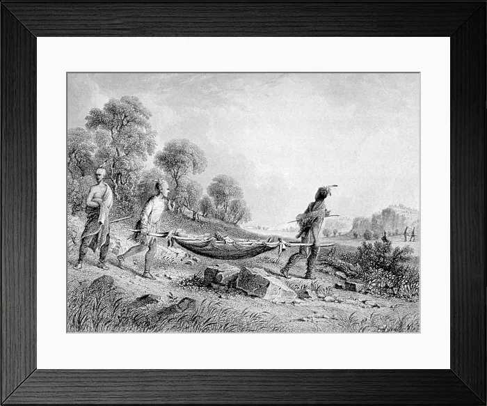 Framed Print : American Indians Transport Wounded, 19th Century Framed Print : American Indians Transport Wounded, 19th Century