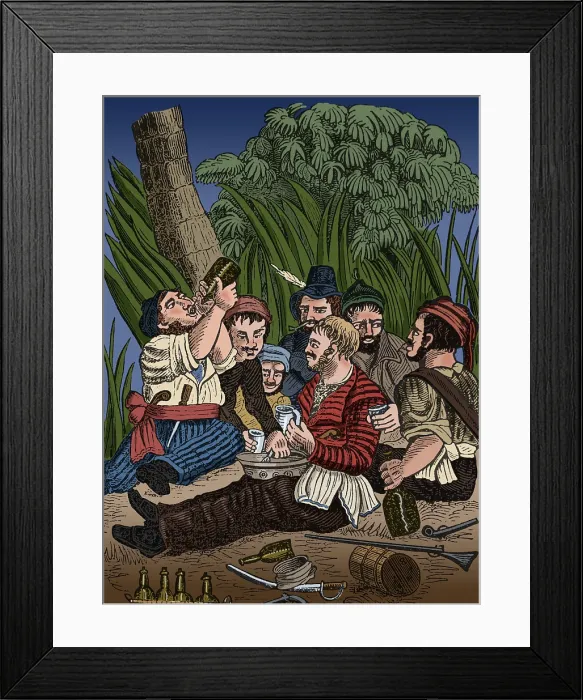 Framed Print : Bartholmew Roberts and Crew Drinking Rum, 18th Century Framed Print : Bartholmew Roberts and Crew Drinking Rum, 18th Century