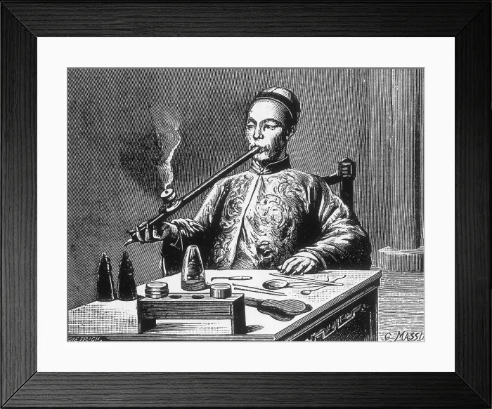 Framed Print : Opium Den, Man with Opium Pipe, 19th Century Framed Print : Opium Den, Man with Opium Pipe, 19th Century