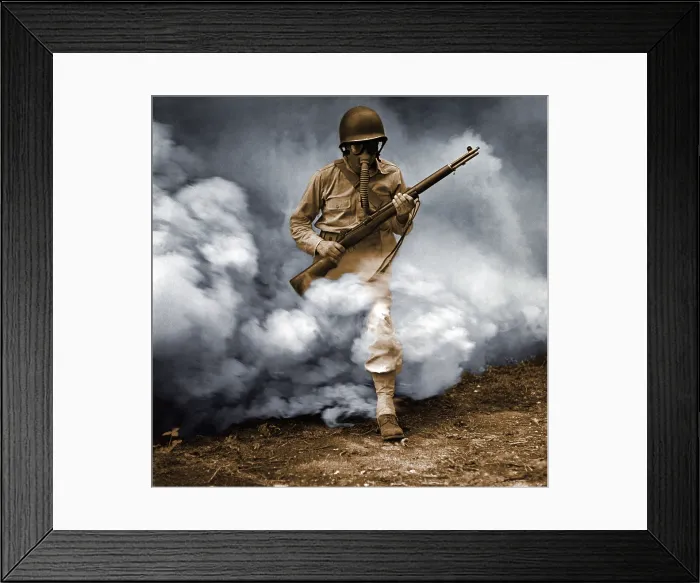 Framed Print : Sergeant In Gas Mask