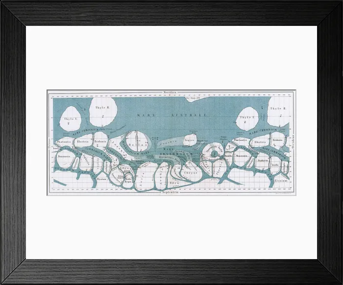 Framed Print : Schiaparelli Mars Map, 1877-78 Framed Print : Schiaparelli Mars Map, 1877-78
