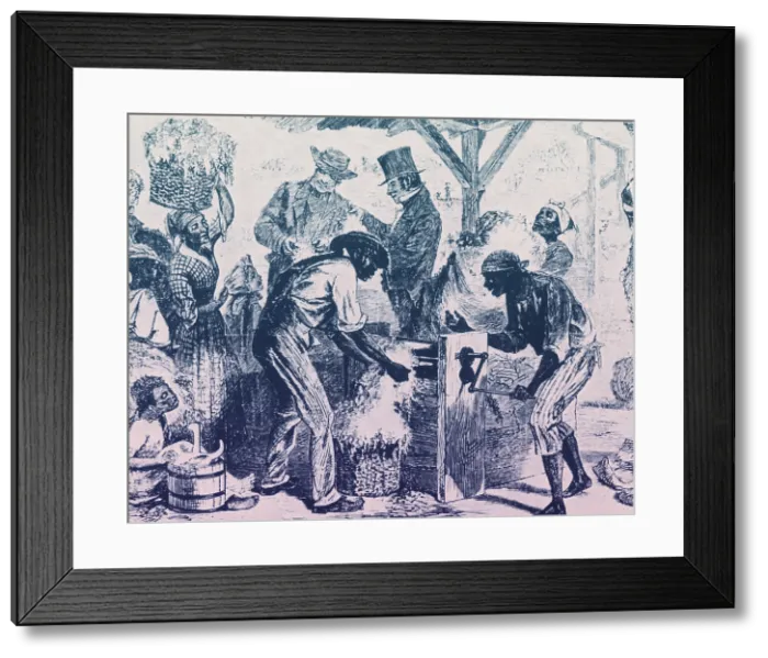 Framed Print : Eli Whitney, Cotton Gin, 1869