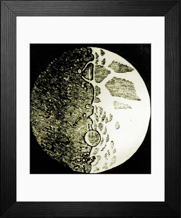 Framed Print : Galileo Moon Drawing