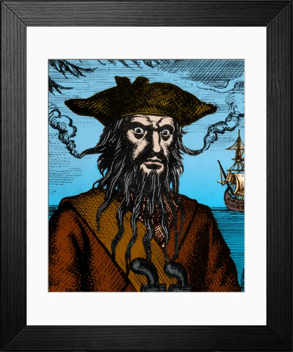 Framed Print : Edward Teach AKA Blackbeard, English Pirate Framed Print : Edward Teach AKA Blackbeard, English Pirate