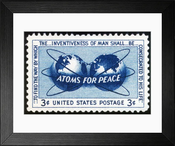 Framed Print : Atoms for Peace, U.S. Postage Stamp, 1955