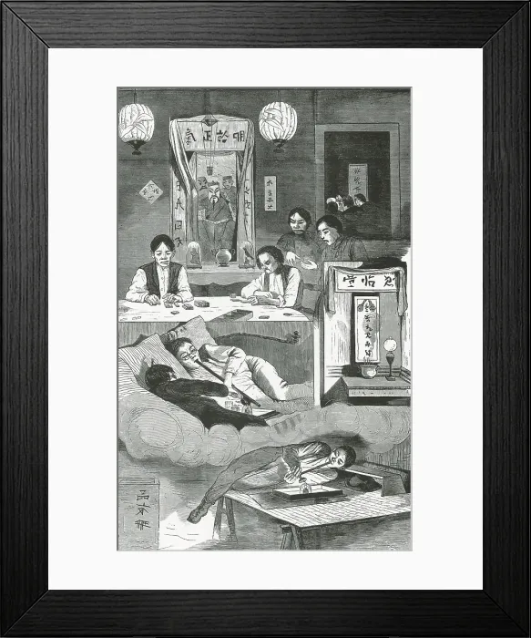 Framed Print : NYC Chinatown Opium Den, 1874 Framed Print : NYC Chinatown Opium Den, 1874