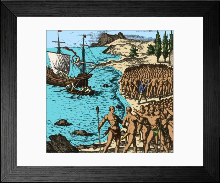 Framed Print : Francisco Pizarro Arrives in Peru, 1532 Framed Print : Francisco Pizarro Arrives in Peru, 1532