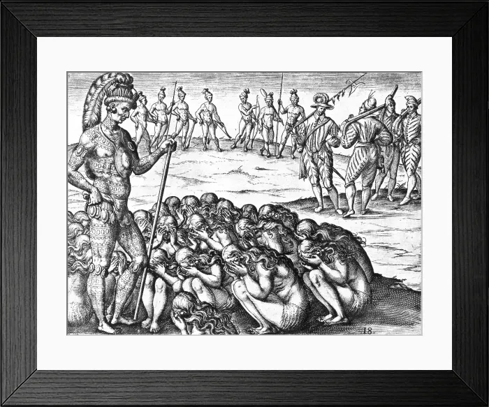 Framed Print : Native American Indian Widows Approach Chief, 16th Century Framed Print : Native American Indian Widows Approach Chief, 16th Century