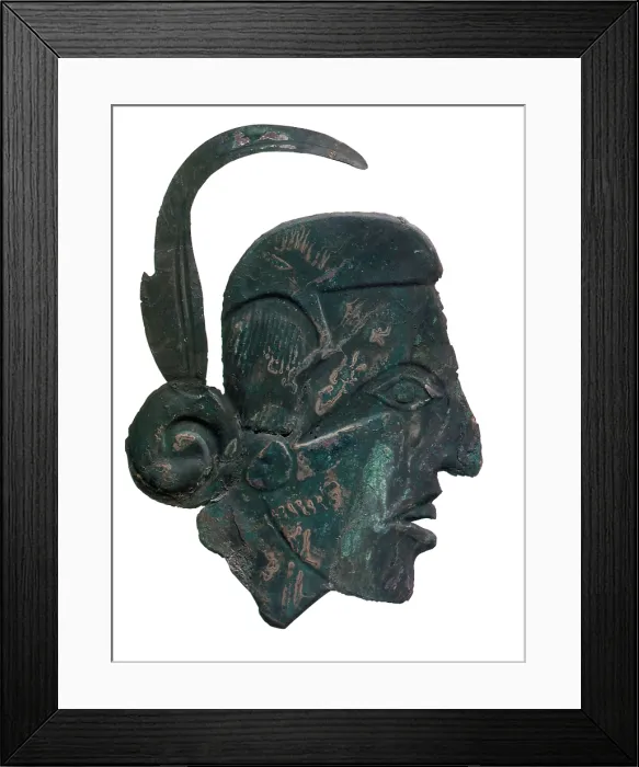 Framed Print : Pre-Columbian Copper Ornament of a Warrior