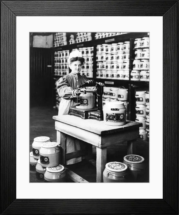Framed Print : Girl Weighing Preserves, Heinz Company Framed Print : Girl Weighing Preserves, Heinz Company