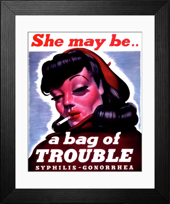 Framed Print : STD Poster, She May Be...A Bag of Trouble Framed Print : STD Poster, She May Be...A Bag of Trouble