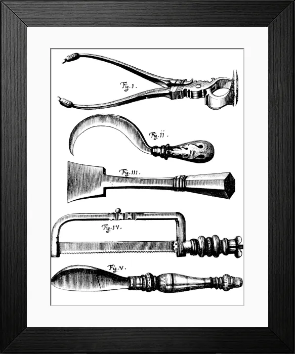 Framed Print : Amputation Instruments, 1772