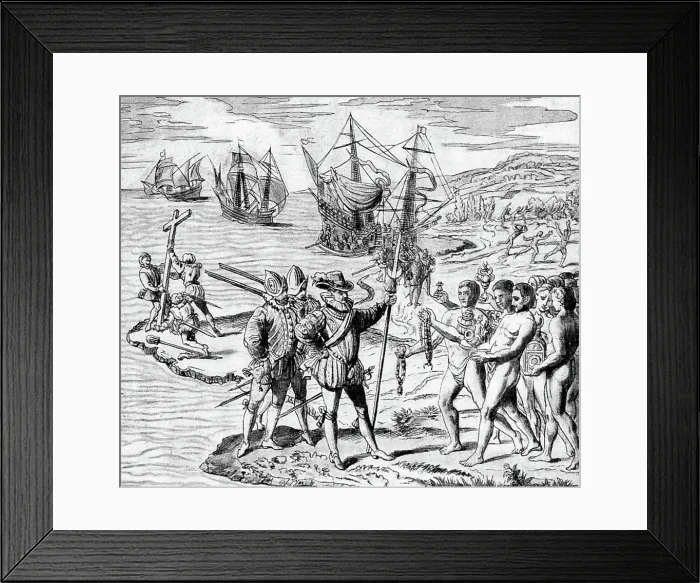 Framed Print : Columbus in Hispaniola, 1492 Framed Print : Columbus in Hispaniola, 1492