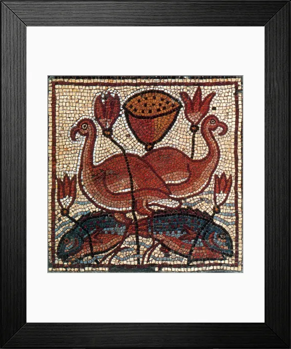 Framed Print : Nile Fauna, Byzantine Mosaic, 6th Century