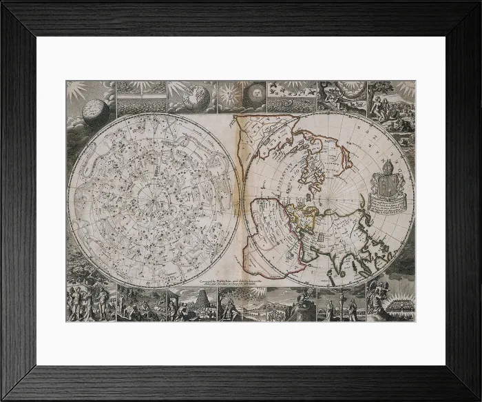 Framed Print : Celestial and World Map, Circa 1691 Framed Print : Celestial and World Map, Circa 1691