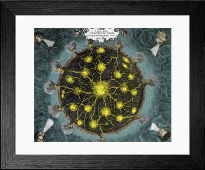 Framed Print : Athanasius Kircher, Volcanoes, 1664 Framed Print : Athanasius Kircher, Volcanoes, 1664