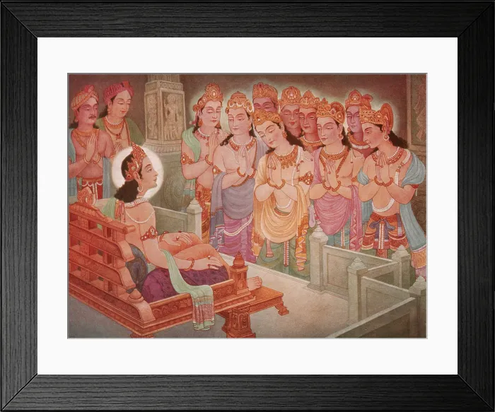 Framed Print : Gods Entertaining Mahavira
