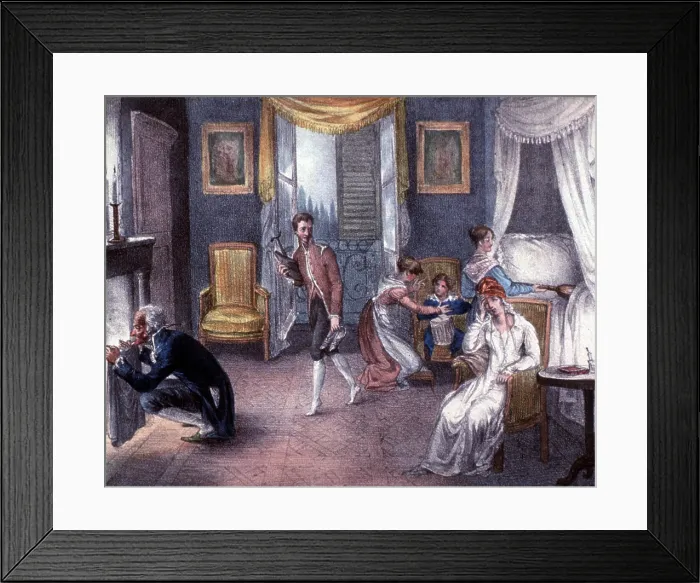 Framed Print : Mother with Migraine Helped by Family, 1823 Framed Print : Mother with Migraine Helped by Family, 1823