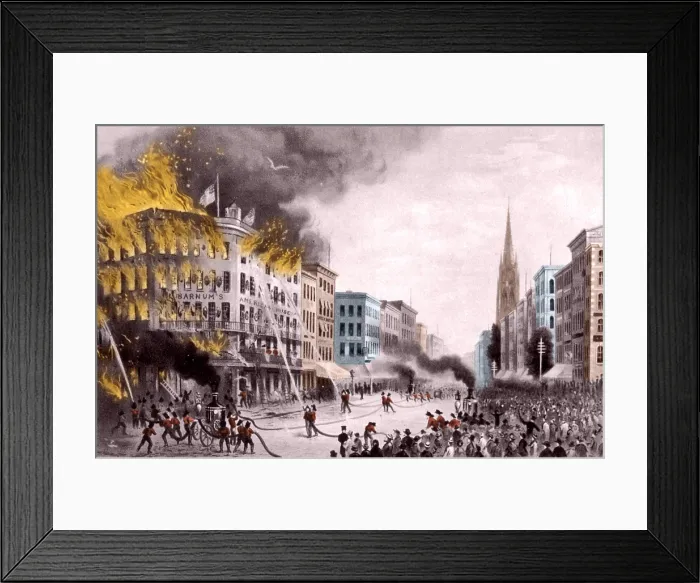 Framed Print : Barnum's Museum Fire, 1865 Framed Print : Barnum's Museum Fire, 1865