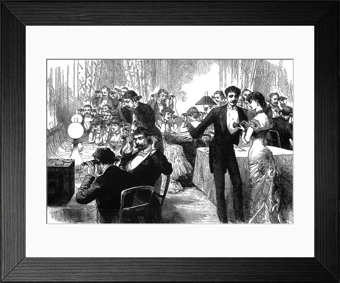 Framed Print : New Year's Telephone Party, 1882 Framed Print : New Year's Telephone Party, 1882