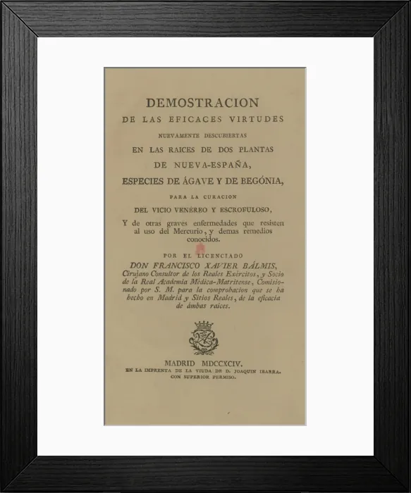 Framed Print : Botanical remedies described by Francisco Javier Balmis