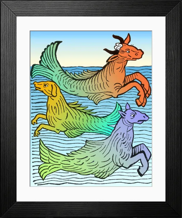 Framed Print : Hortus Sanitatis, Legendary Sea Creatures, 1491 Framed Print : Hortus Sanitatis, Legendary Sea Creatures, 1491