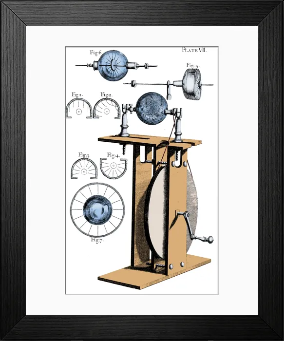 Framed Print : Hauksbee Electrostatic Machine, 1709 Framed Print : Hauksbee Electrostatic Machine, 1709