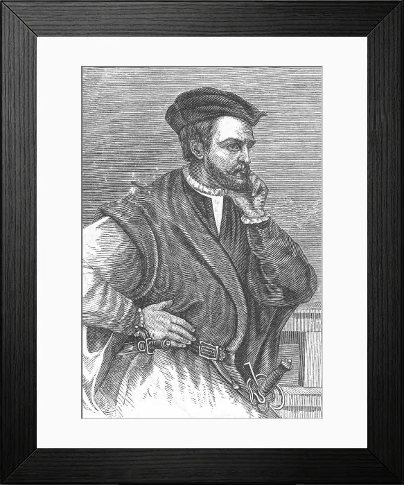 Framed Print : Jacques Cartier, French Explorer Framed Print : Jacques Cartier, French Explorer