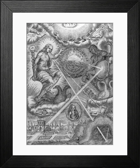 Framed Print : Ars Magna Lucis, Threefold Universe, 1646 Framed Print : Ars Magna Lucis, Threefold Universe, 1646