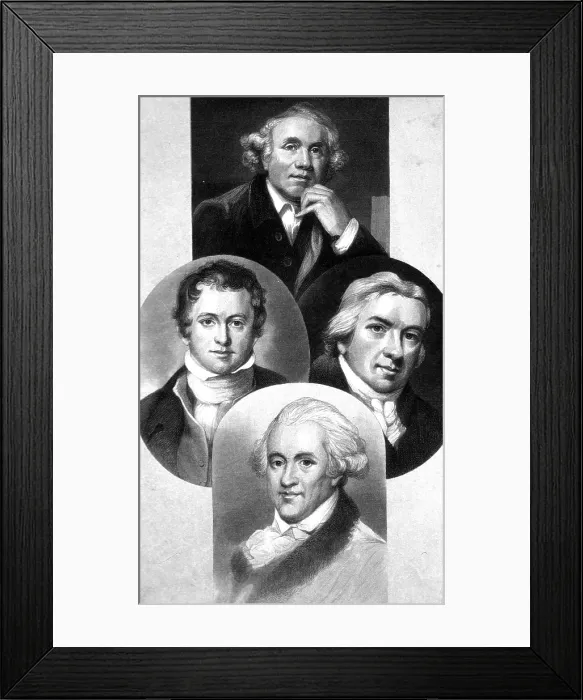 Framed Print : Hunter, Davy, Jenner and Herschel, English Scientists Framed Print : Hunter, Davy, Jenner and Herschel, English Scientists