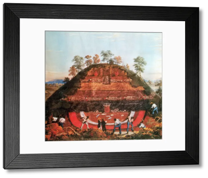 Framed Print : Excavation of Indian Mound, 1850 Framed Print : Excavation of Indian Mound, 1850