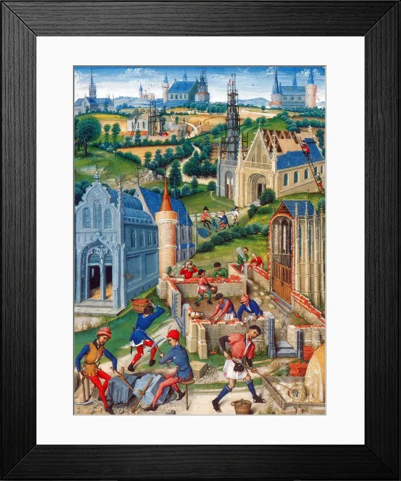 Framed Print : Medieval Construction, 15th Century Framed Print : Medieval Construction, 15th Century