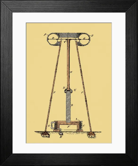 Framed Print : Patent for Tesla's Transmitter
