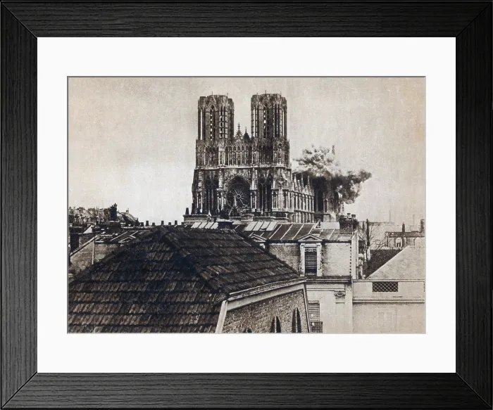 Framed Print : WWI, Direct Hit, Reims Cathedral, 1914 Framed Print : WWI, Direct Hit, Reims Cathedral, 1914
